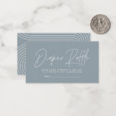 modern script dusty blue baby shower diaper raffin notitiekaartje (Voorkant / Achterkant in situ)