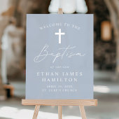 Modern Script Dusty Blue Baptism Welkom Acryl Bord