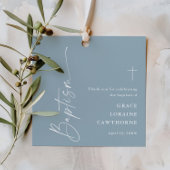 Modern Script Dusty Blue Boys Baptism Bedankt Bedankjes Labels