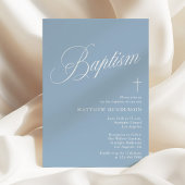 Modern Script Dusty Blue Boys Baptism Kaart