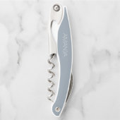 Modern Script Dusty Blue Bruidsmeisje Bruid Tribe Kurkentrekker (Voorkant)