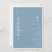 Modern Script Dusty Blue Christening Baptism Kaart (Voorkant)
