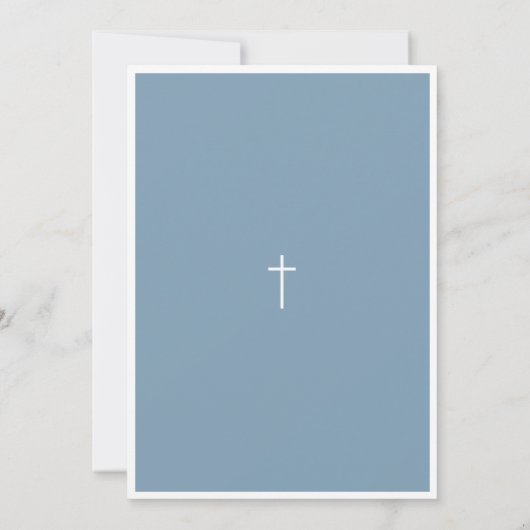 Modern Script Dusty Blue Christening Baptism Kaart (Achterkant)