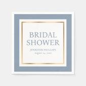 Modern Script Dusty Blue en Gold Vrijgezellenfeest Servet (Voorkant)