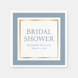 Modern Script Dusty Blue en Gold Vrijgezellenfeest Servet