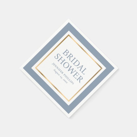 Modern Script Dusty Blue en Gold Vrijgezellenfeest Servet (Hoek)