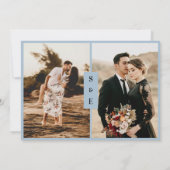 Modern Script Dusty Blue Fotobruiloft Save The Date (Achterkant)