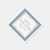 Modern Script Dusty Blue Gold Wedding Napkins Servet (Hoek)