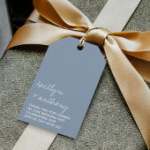Modern Script Dusty Blue Minimalistic Wedding Cadeaulabel