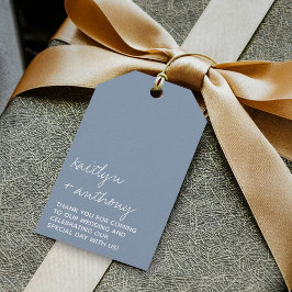 Modern Script Dusty Blue Minimalistic Wedding Cadeaulabel