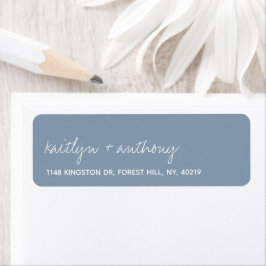 Modern Script Dusty Blue Minimalistic Wedding Etiket