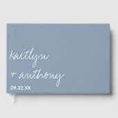 Modern Script Dusty Blue Minimalistic Wedding Gastenboek (Voorkant)