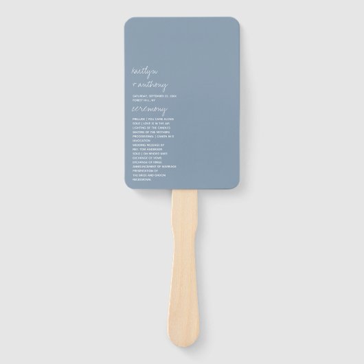 Modern Script Dusty Blue Minimalistic Wedding Handwaaier (Voorkant)