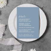 Modern Script Dusty Blue Minimalistic Wedding Informatiekaartje