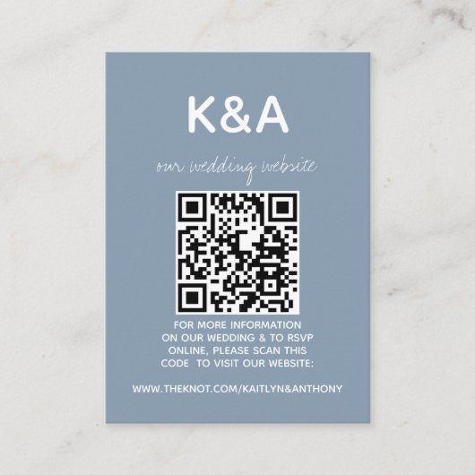 Modern Script Dusty Blue Minimalistic Wedding Informatiekaartje (Voorkant)
