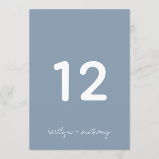 Modern Script Dusty Blue Minimalistic Wedding Kaart (Achterkant)