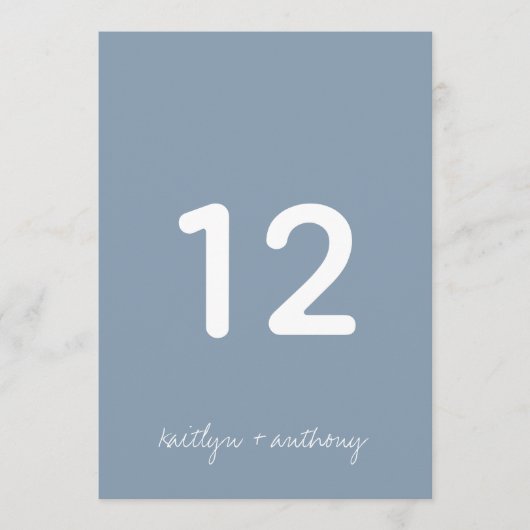 Modern Script Dusty Blue Minimalistic Wedding Kaart (Voorkant)
