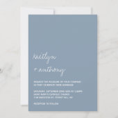 Modern Script Dusty Blue Minimalistic Wedding Kaart (Voorkant)