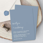 Modern Script Dusty Blue Minimalistic Wedding Kaart