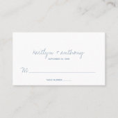 Modern Script Dusty Blue Minimalistic Wedding Plaatskaartje (Voorkant)
