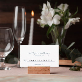Modern Script Dusty Blue Minimalistic Wedding Plaatskaartje