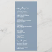 Modern Script Dusty Blue Minimalistic Wedding Programmakaart (Achterkant)