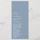 Modern Script Dusty Blue Minimalistic Wedding Programmakaart (Voorkant)