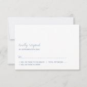 Modern Script Dusty Blue Minimalistic Wedding RSVP Kaartje (Voorkant)