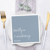 Modern Script Dusty Blue Minimalistic Wedding Servet