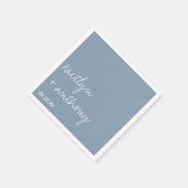Modern Script Dusty Blue Minimalistic Wedding Servet (Hoek)
