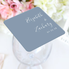 Modern Script Dusty Blue Wedding Kartonnen Onderzetters