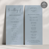 Modern Script Dusty Blue Wedding-programma Kaart
