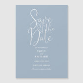 Modern Script Dusty Blue Wedding Save the Date Magnetische Uitnodiging (Voorkant)
