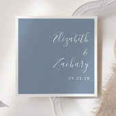 Modern Script Dusty Blue Wedding Servet