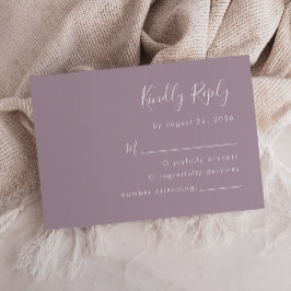 Modern Script Dusty Lavender Wedding RSVP Kaartje