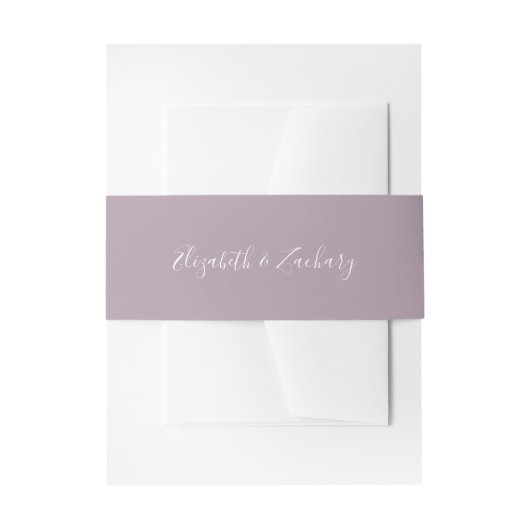 Modern Script Dusty Lavender Wedding Uitnodigingen Wikkel (Voorkant Voorbeeld)