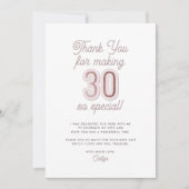 Modern Script Dusty Lila Roos Gold 30th Birthday Bedankkaart (Voorkant)