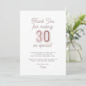 Modern Script Dusty Lila Roos Gold 30th Birthday Bedankkaart (Staand voorkant)