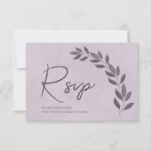 Modern Script Dusty Paars & Plum Leaves Wedding RSVP Kaartje (Voorkant)