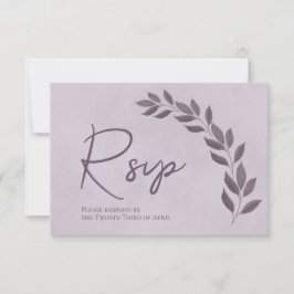Modern Script Dusty Paars & Plum Leaves Wedding RSVP Kaartje