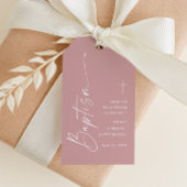 Modern Script Dusty Pink Baptism Bedankt Favor Cadeaulabel