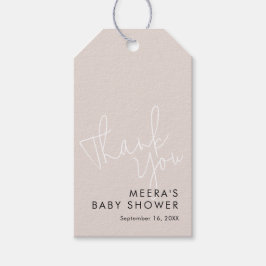Modern Script Dusty Pink Bedankt Baby shower Cadeaulabel