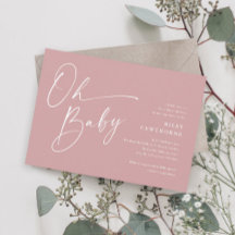 Modern Script Dusty Pink Girl Baby shower