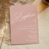 Modern Script Dusty Pink Girl Baptism Kaart