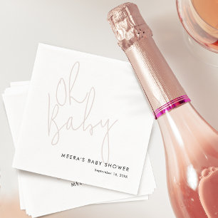 Modern Script Dusty Pink Oh Baby shower Servet
