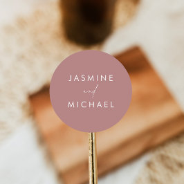Modern Script Dusty Roos bruiloft envelop afdichti Ronde Sticker