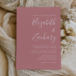 Modern Script Dusty Roos Wedding Kaart