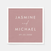 Modern Script Dusty Roos Wedding Servet (Voorkant)
