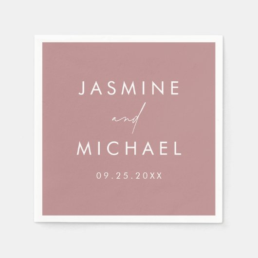 Modern Script Dusty Roos Wedding Servet (Voorkant)