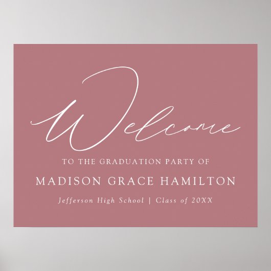 Modern Script Dusty Roos Welkome GraduPartij Poster (Voorkant)